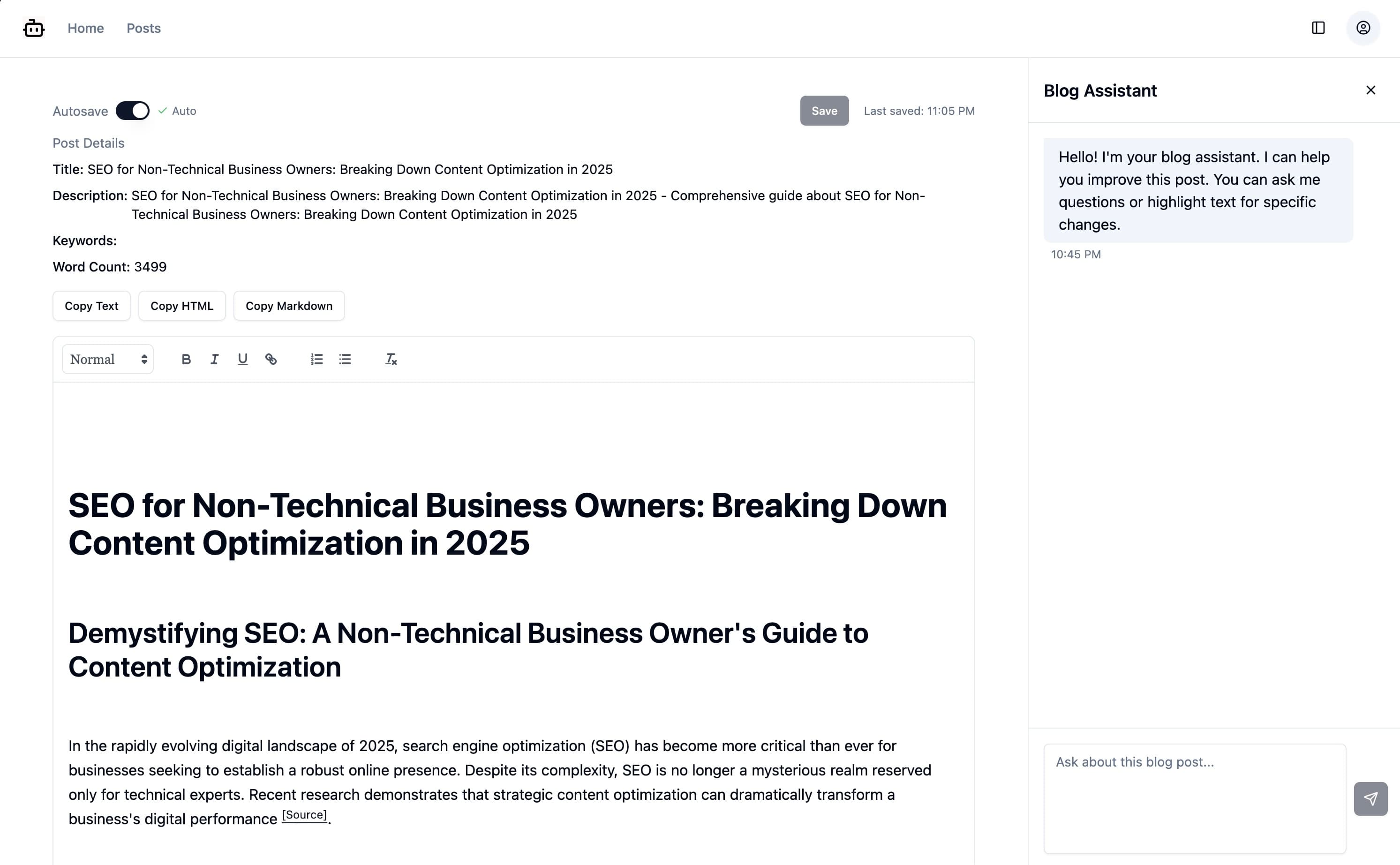 GrowthForge blog post details view